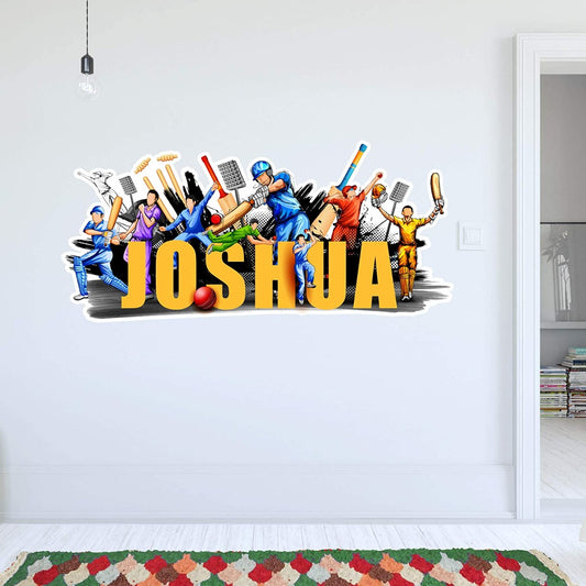 Cricket Players Personalised Name Wall Sticker