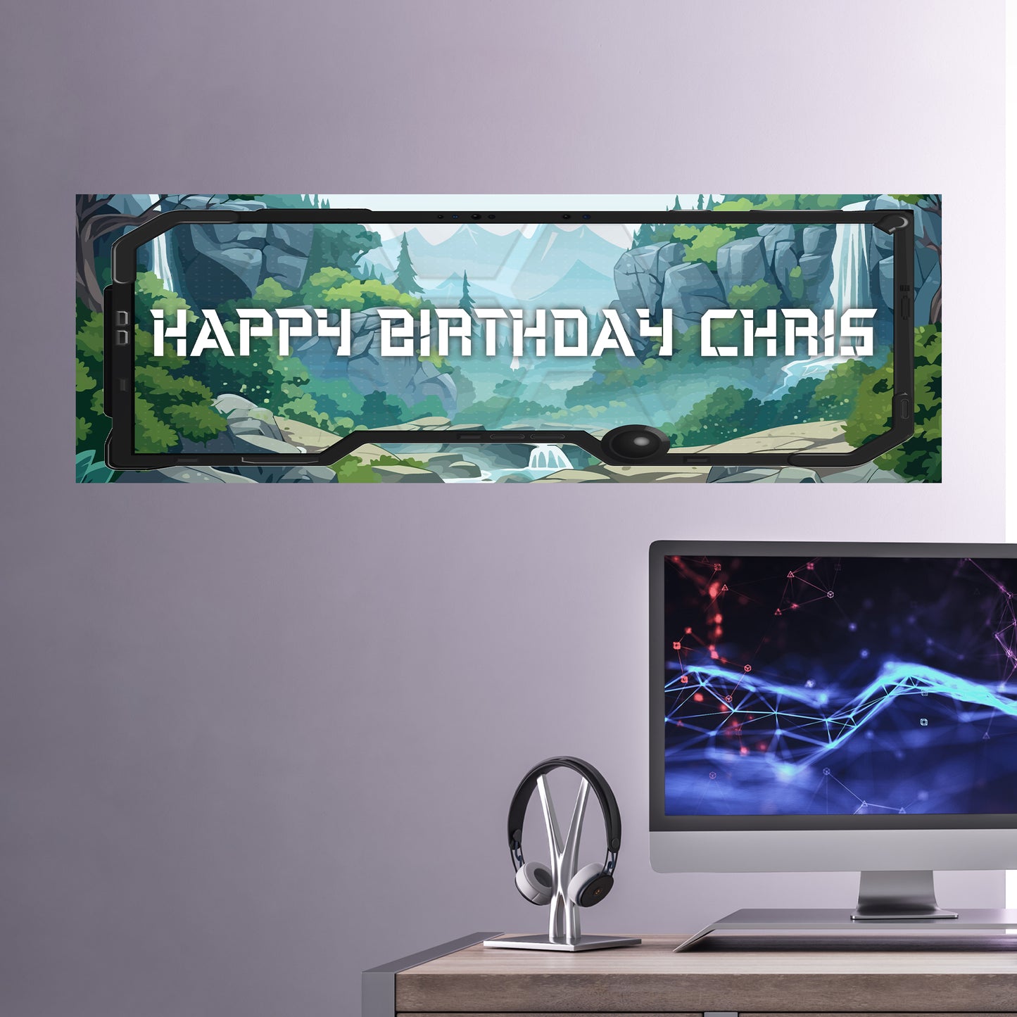 Gaming Birthday – Adventure Level Personalised Banner Wall Sticker