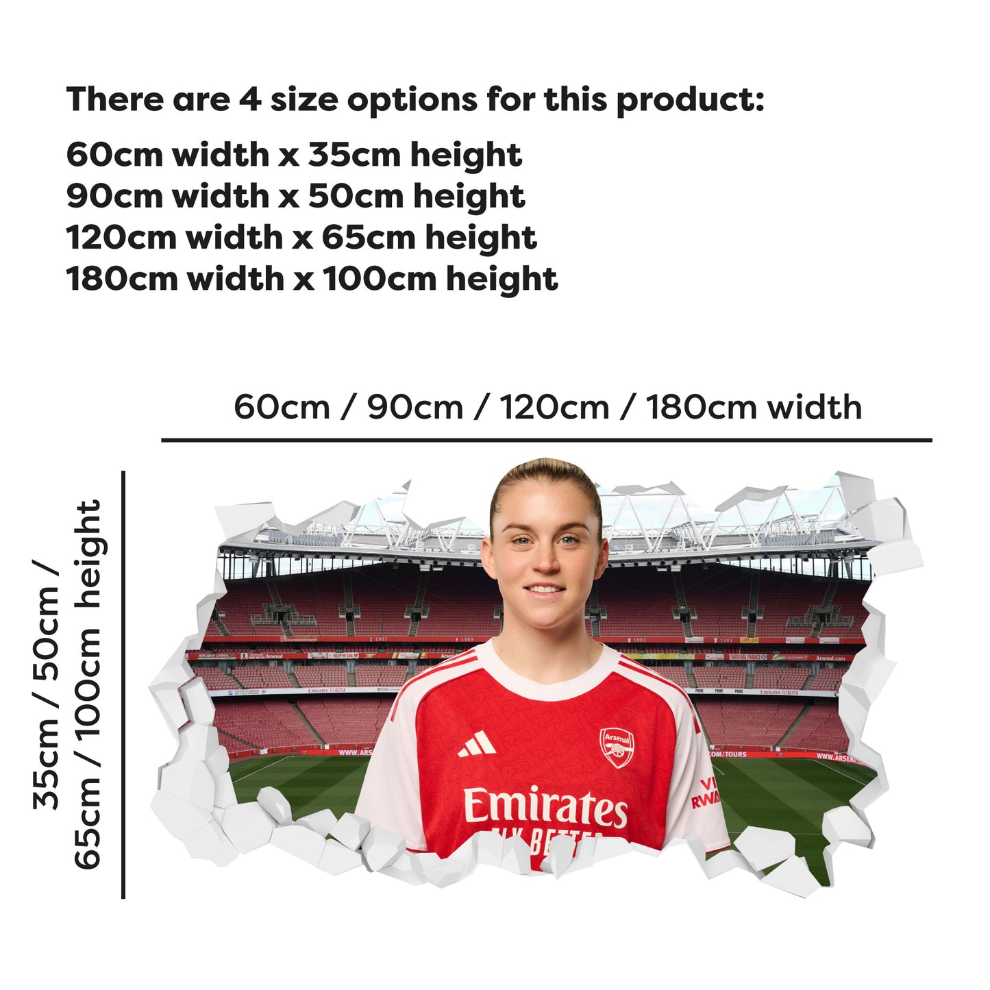 Arsenal FC Wall Sticker - Alessia Russo 25/26 Broken Wall