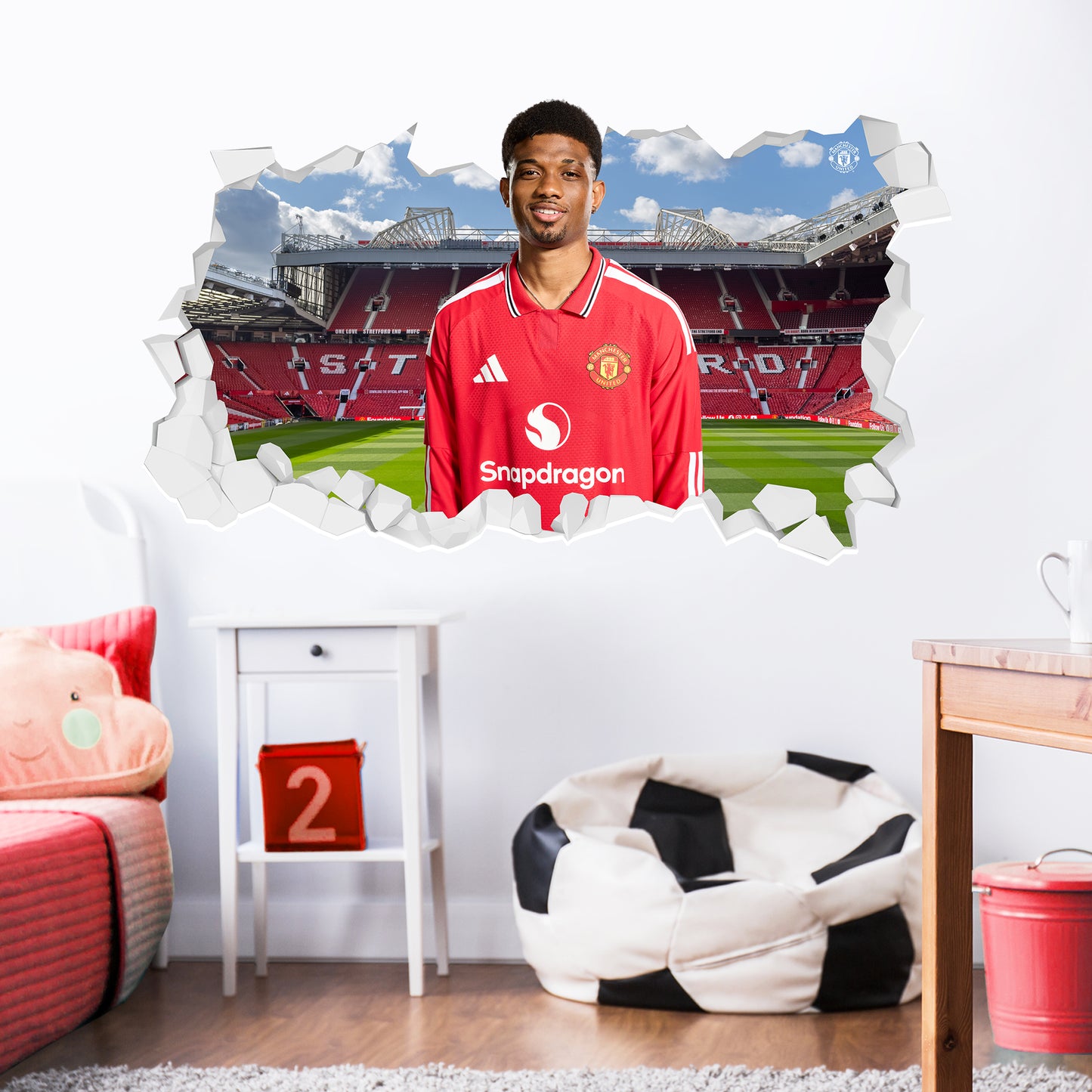 Manchester United FC Wall Sticker - Amad Diallo 26/27 Broken Wall Decal