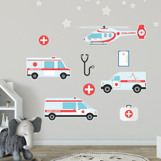 Emergency Services Wall Sticker - Ambulance Decal Set Wall Art