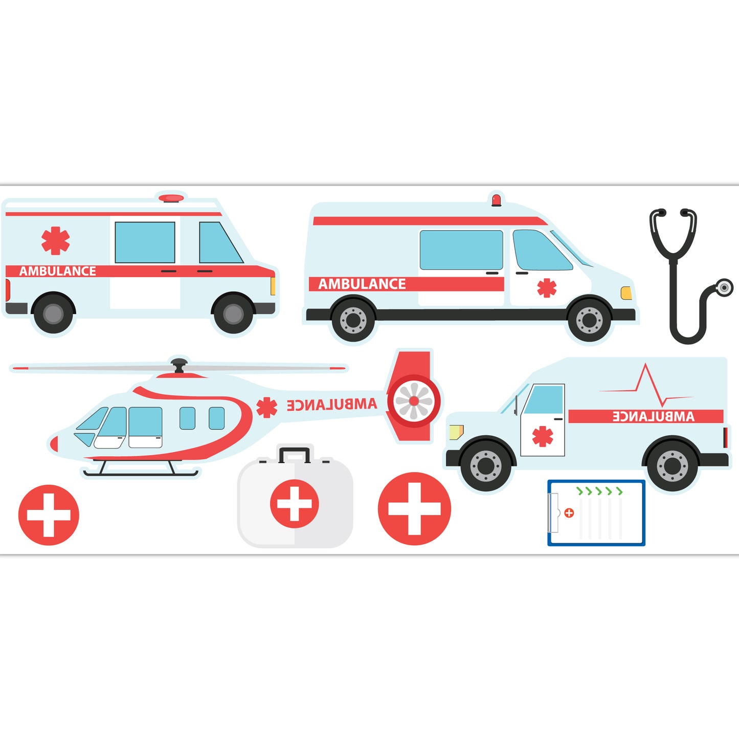 Emergency Services Wall Sticker - Ambulance Decal Set Wall Art