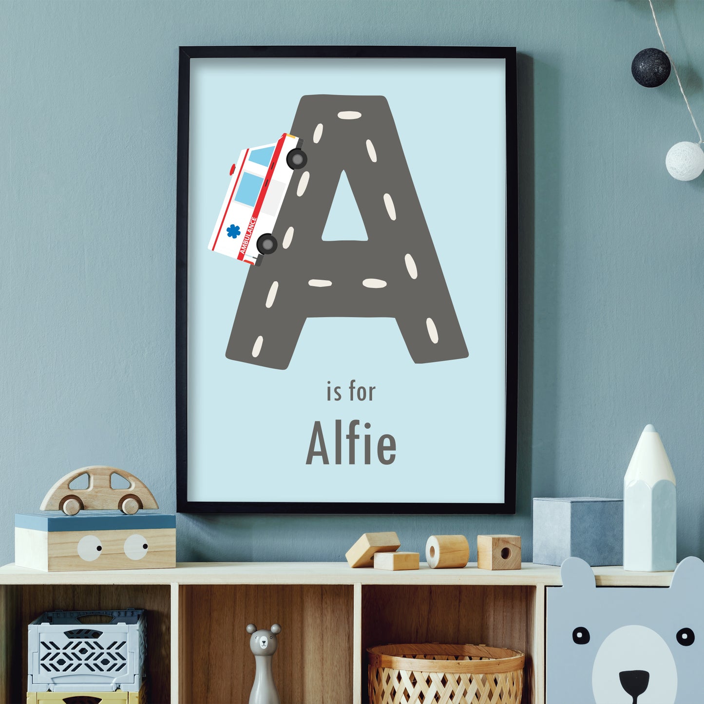 Emergency Services Print - Ambulance Letter And Name Personalised Poster Wall Art
