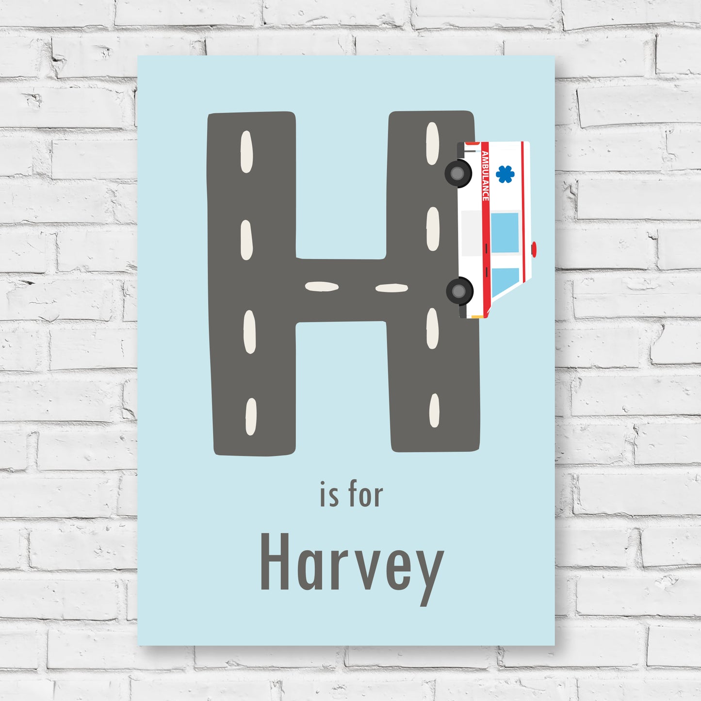 Emergency Services Print - Ambulance Letter And Name Personalised Poster Wall Art