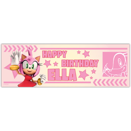 Sonic The Hedgehog Birthday - Amy Personalised Banner Wall Sticker