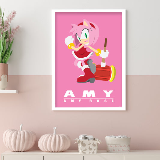 Sonic The Hedgehog Print - Amy Colour Block Poster Wall Art