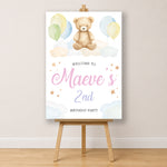 Animal Birthday Sign - Bear On Clouds Personalised Foamex Board