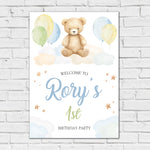 Animal Birthday Sign - Bear On Clouds Personalised Foamex Board