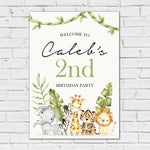 Animal Birthday Sign - Watercolour Jungle Animals Personalised Foamex Board
