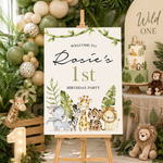 Animal Birthday Sign - Watercolour Jungle Animals Personalised Foamex Board