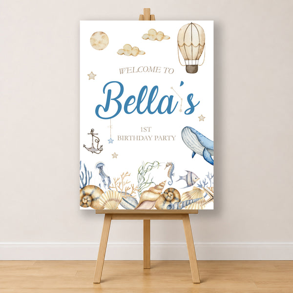 Animal Birthday Sign - Watercolour Marine Animals Personalised Foamex Board