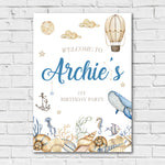 Animal Birthday Sign - Watercolour Marine Animals Personalised Foamex Board