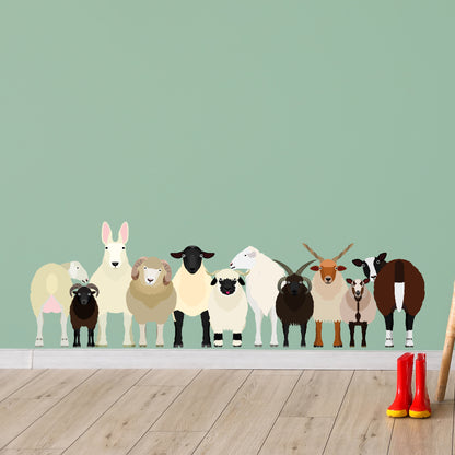 Animal Wall Sticker - Sheep In A Line Decal Wall Art