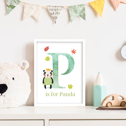 Animal Letter Print - P is for Panda Poster Wall Art