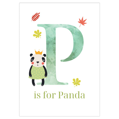Animal Letter Print - P is for Panda Poster Wall Art