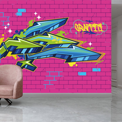 Pink Graffiti Arrows Full Wall Mural