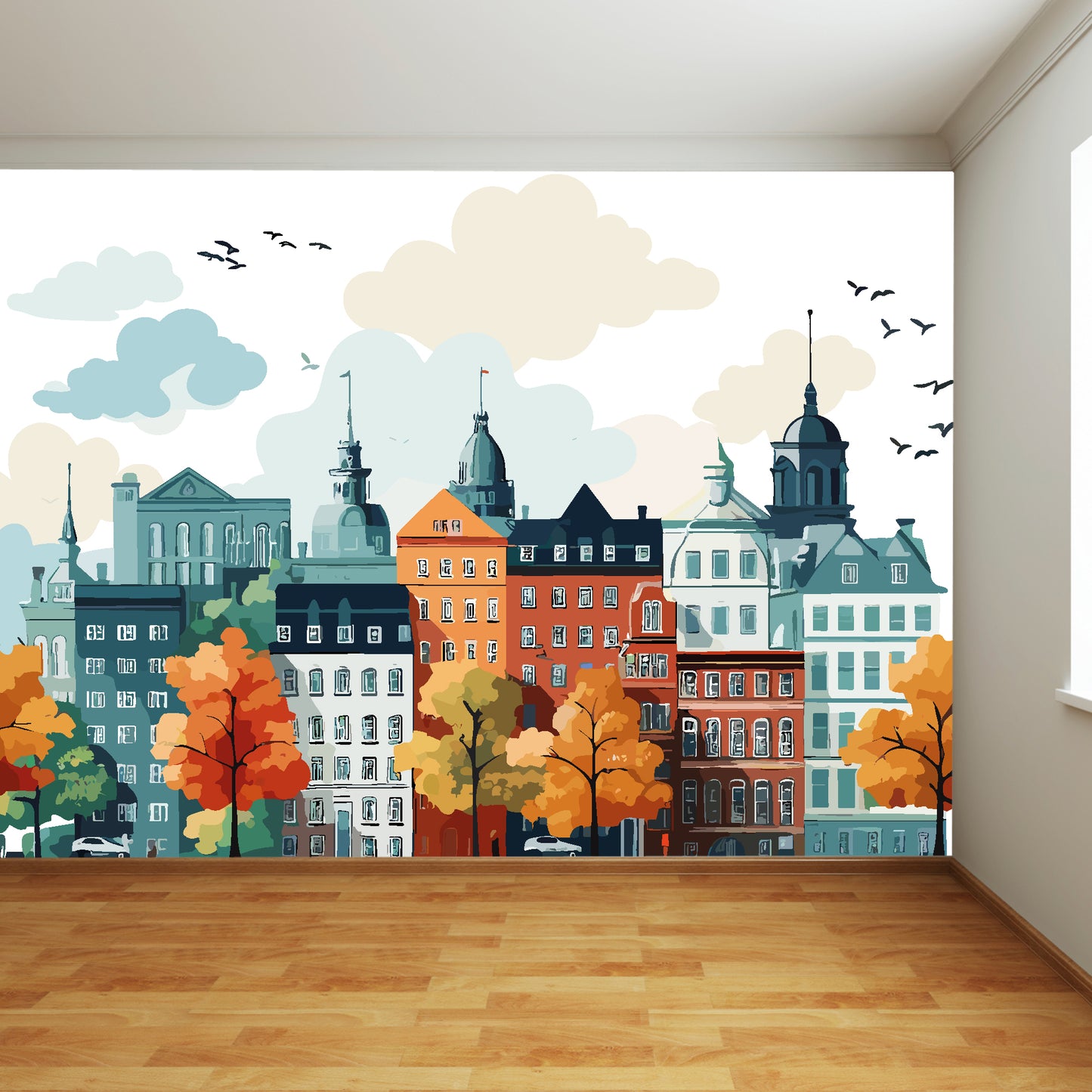Autumnal City Full Wall Mural