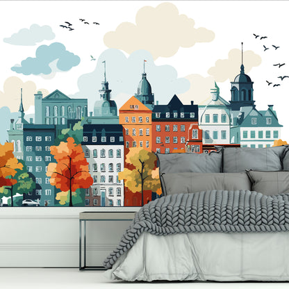 Autumnal City Full Wall Mural