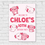 Axolotl Birthday Sign - Pink Axolotl Personalised Foamex Board