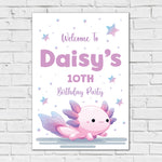 Axolotl Birthday Sign - Purple Axolotl Personalised Foamex Board