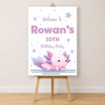Axolotl Birthday Sign - Purple Axolotl Personalised Foamex Board