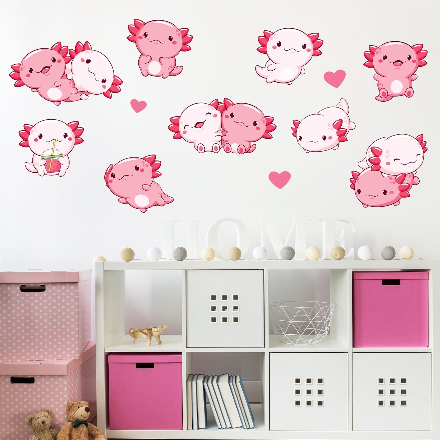 Axolotl Wall Sticker - Pink Axolotl Decal Set Wall Sticker