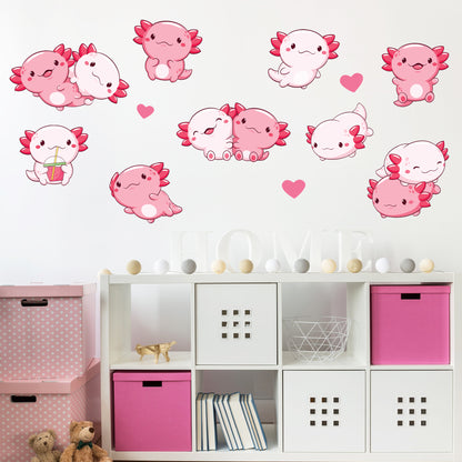 Axolotl Wall Sticker - Pink Axolotl Decal Set Wall Sticker