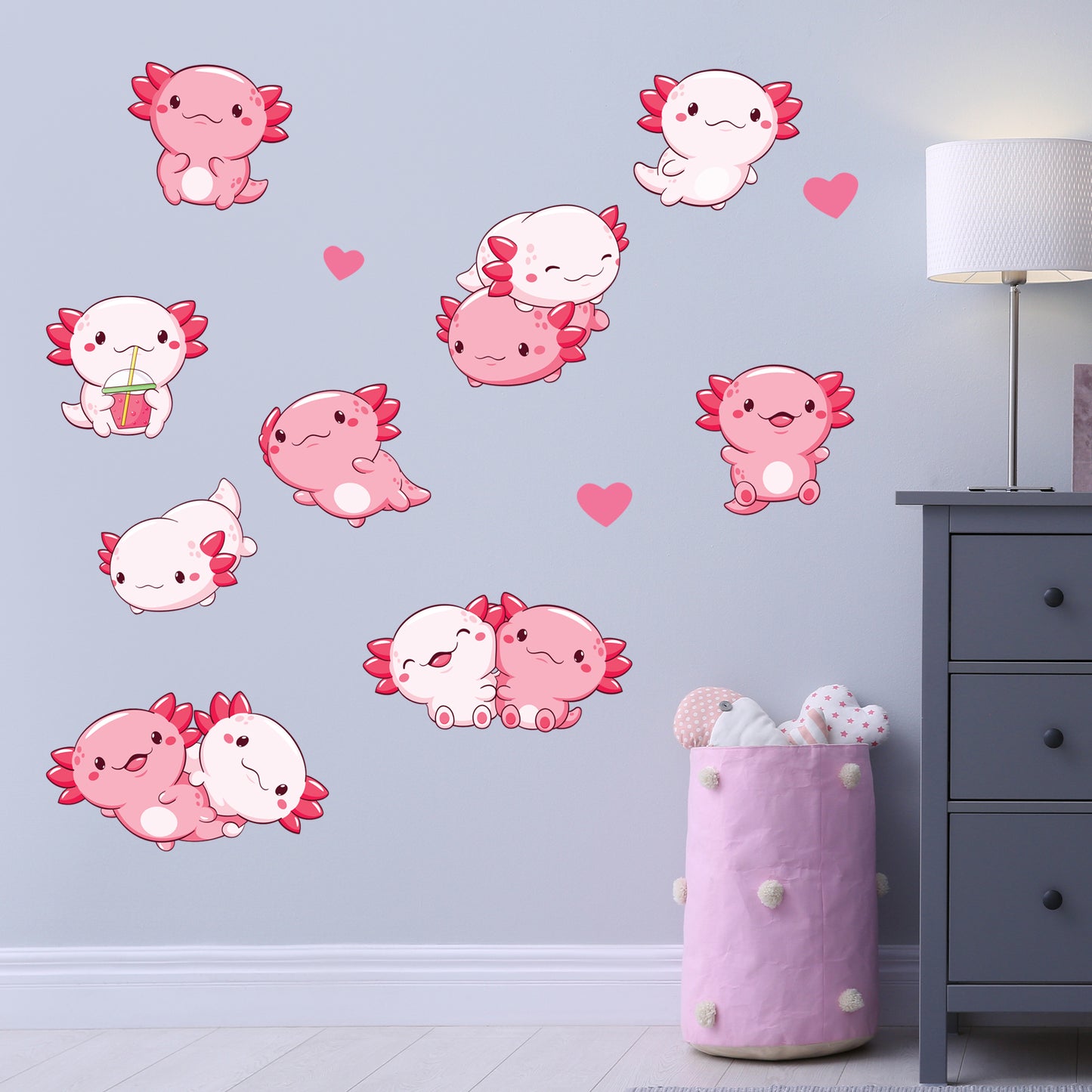 Axolotl Wall Sticker - Pink Axolotl Decal Set Wall Sticker
