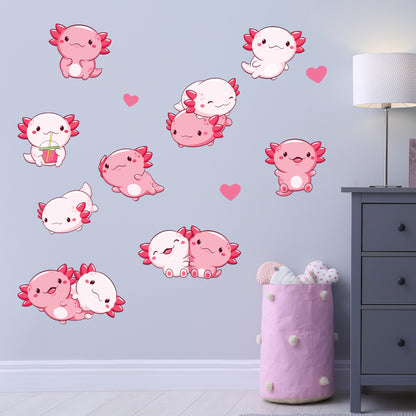 Axolotl Wall Sticker - Pink Axolotl Decal Set Wall Sticker