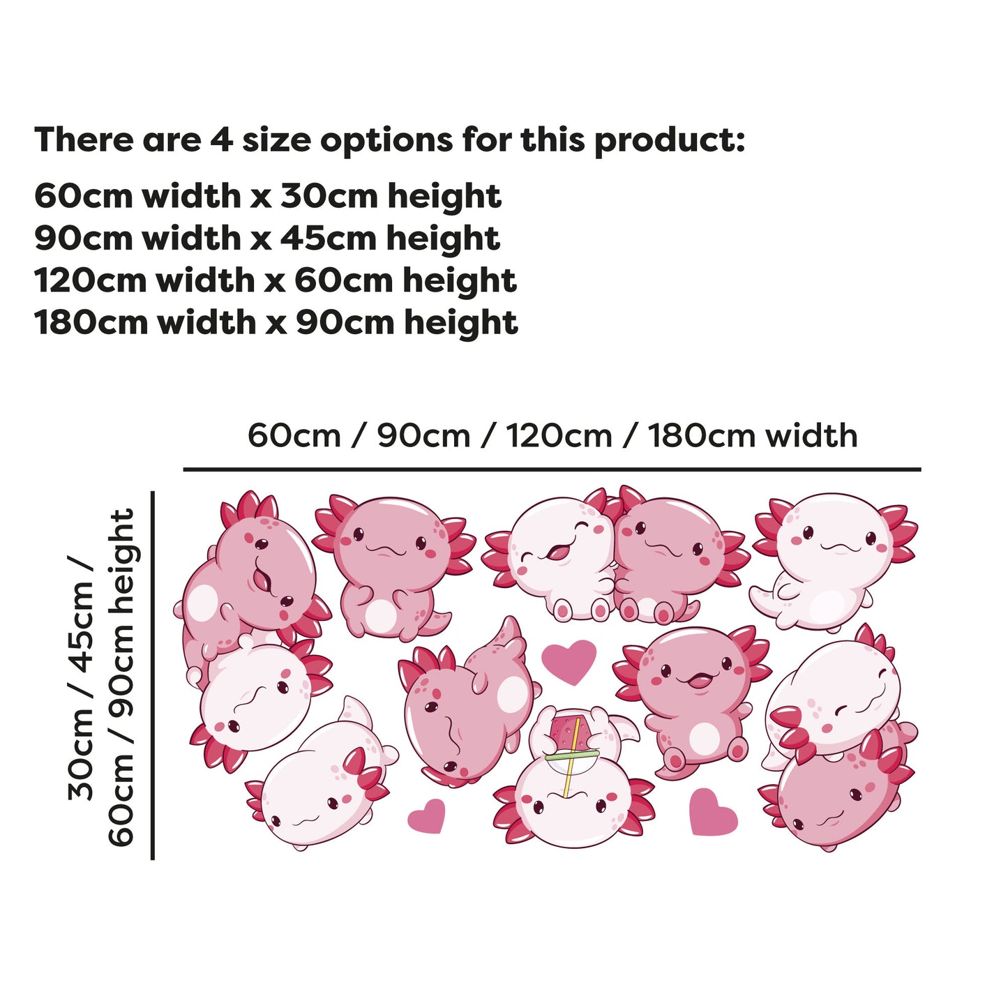 Axolotl Wall Sticker - Pink Axolotl Decal Set Wall Sticker