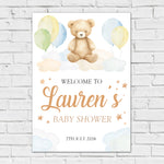Baby Shower Sign - Bear On Clouds Personalised Foamex Board