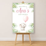 Baby Shower Sign - Watercolour Elephant Personalised Foamex Board