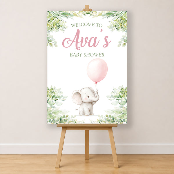Baby Shower Sign - Watercolour Elephant Personalised Foamex Board