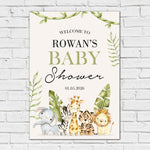 Baby Shower Sign - Watercolour Jungle Animals Personalised Foamex Board