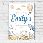 Baby Shower Sign - Watercolour Marine Animals Personalised Foamex Board