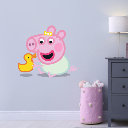 Peppa Pig Wall Sticker - Baby Evie Playing With Duck