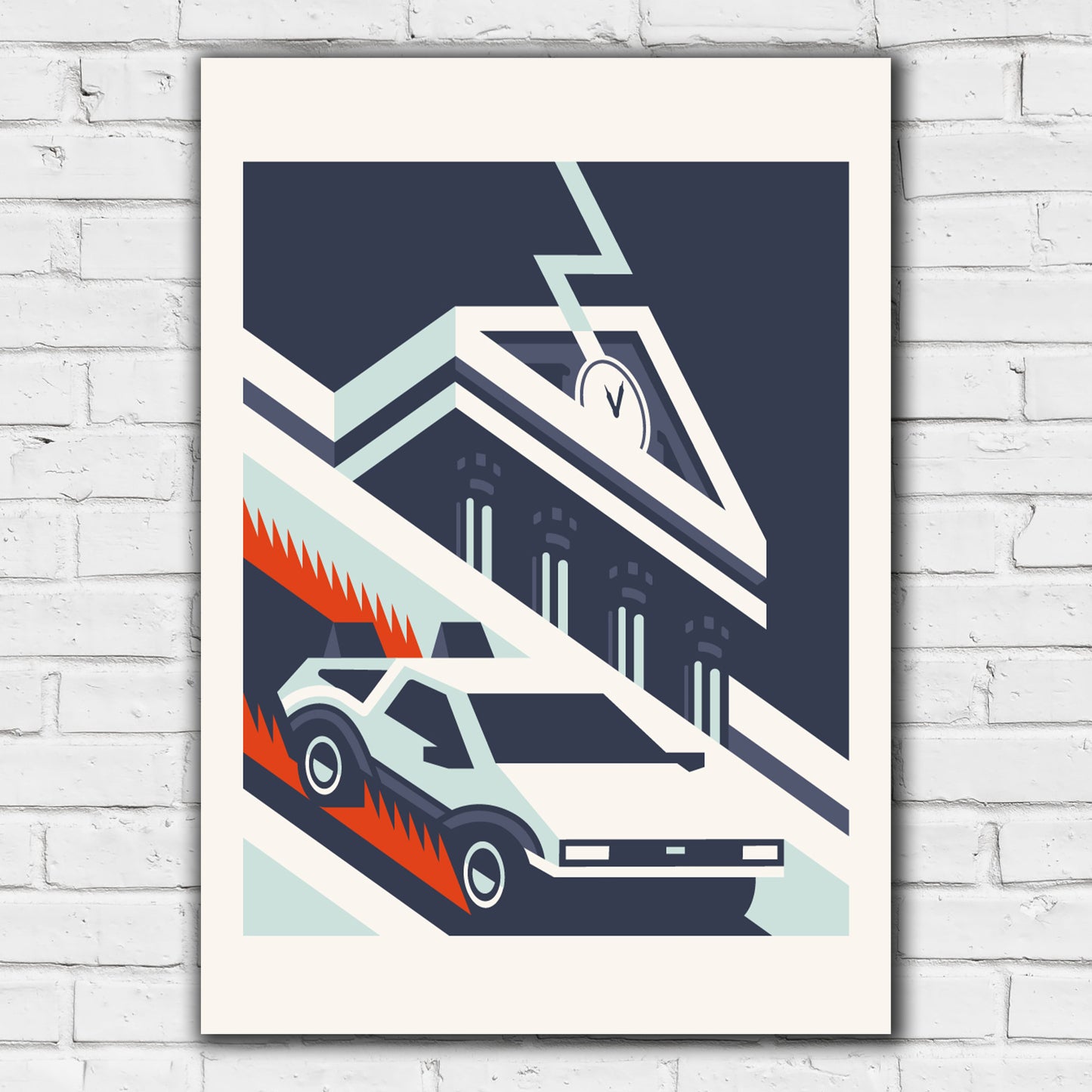 Back to the Future Print - Clock Lightning Poster Art