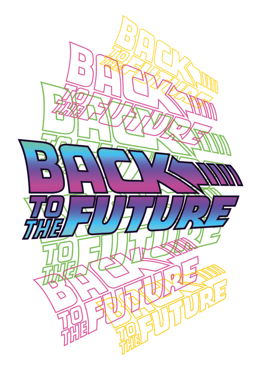 Back to the Future Print - Neon Repeat Logo White Poster Art