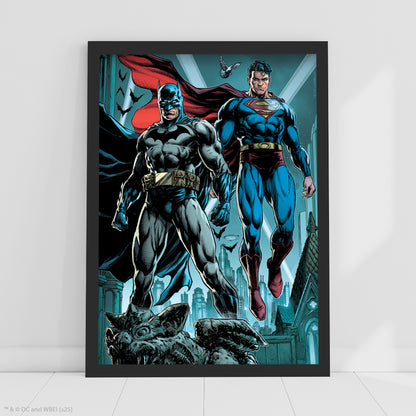 DC Comics Print – Batman And Superman Flying Poster Superhero Art