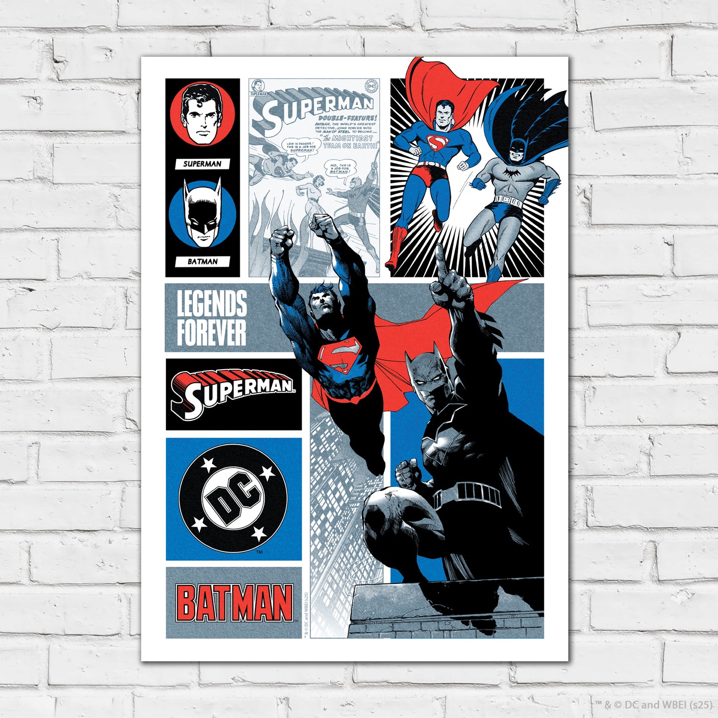 DC Comics Print – Superman And Batman Legends Forever Poster Superhero Art