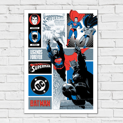 DC Comics Print – Superman And Batman Legends Forever Poster Superhero Art
