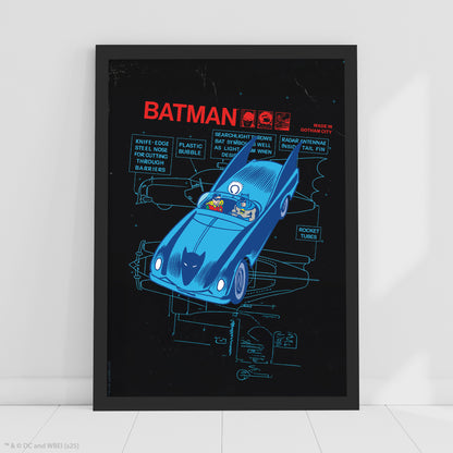 Batman Print – Batmobile Blueprint Poster DC Superhero Art