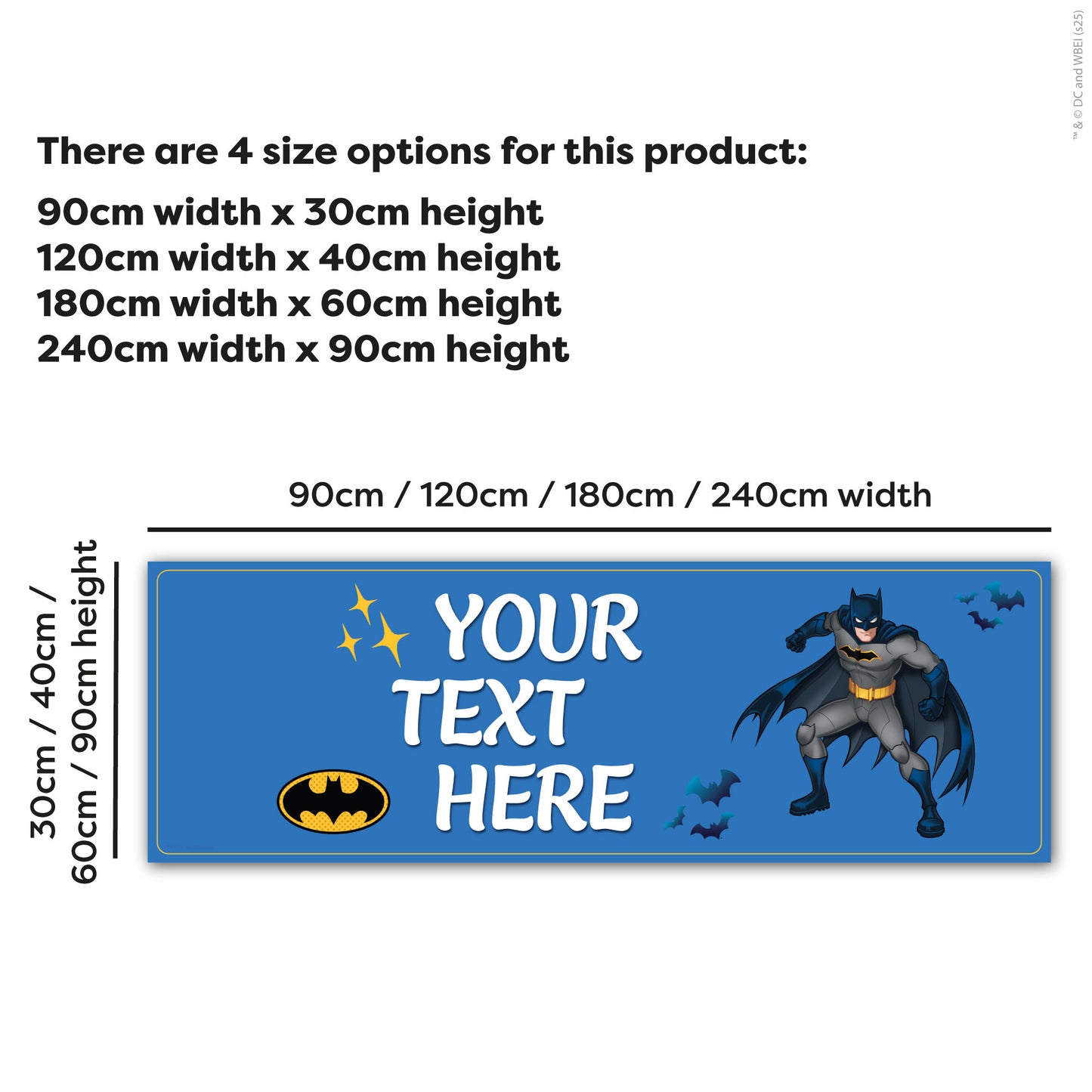 Batman Birthday - Blue Personalised Name Banner Wall Sticker