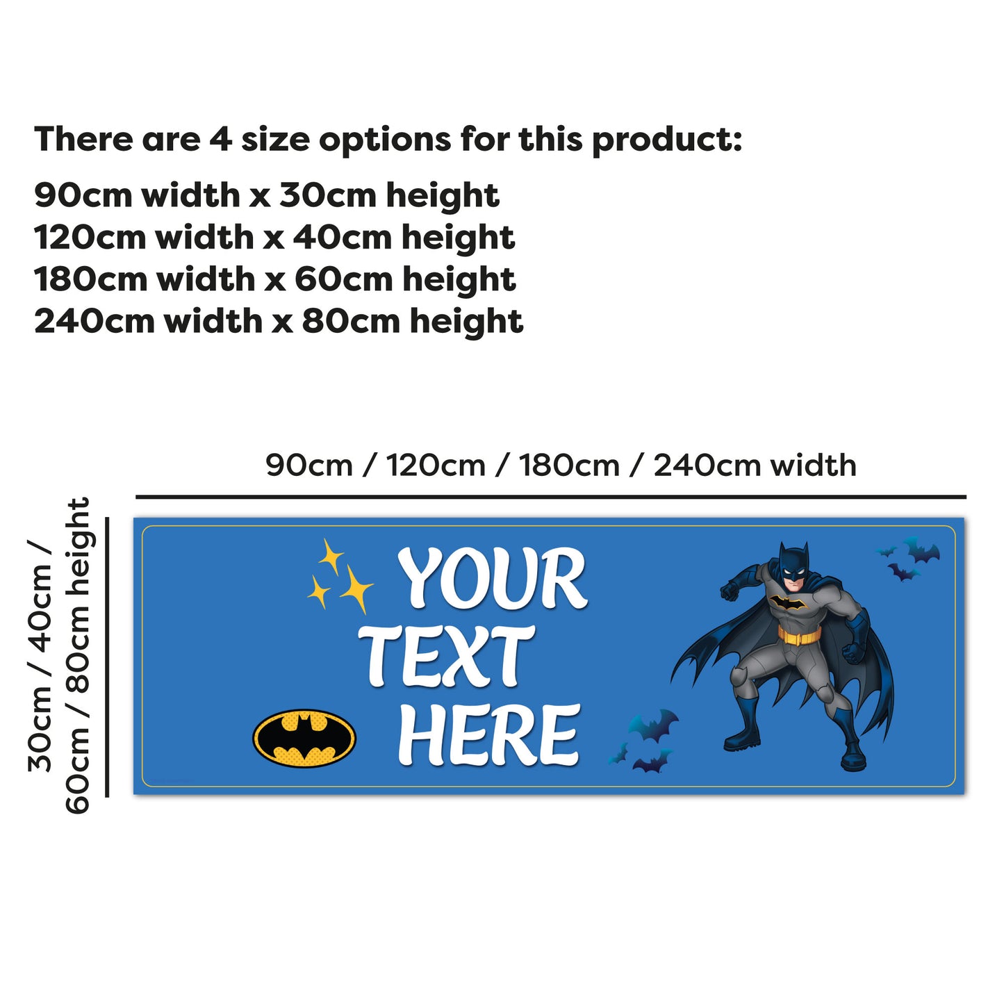 Batman™  Birthday - Blue Personalised Name Banner Wall Sticker