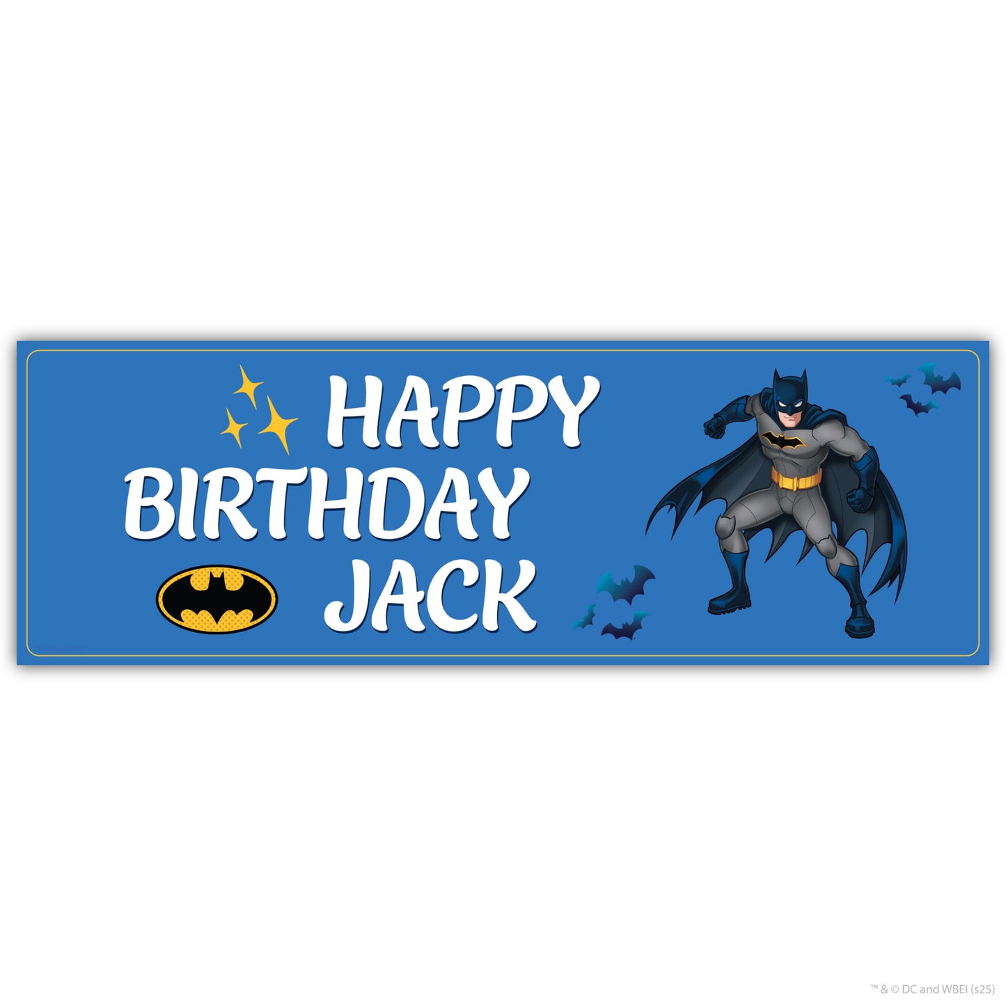 Batman Birthday - Blue Personalised Name Banner Wall Sticker