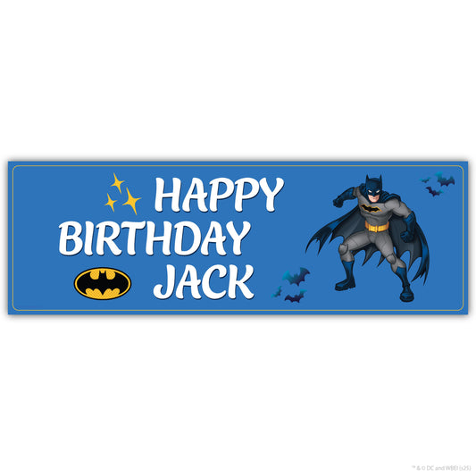 Batman Birthday - Blue Personalised Name Banner Wall Sticker