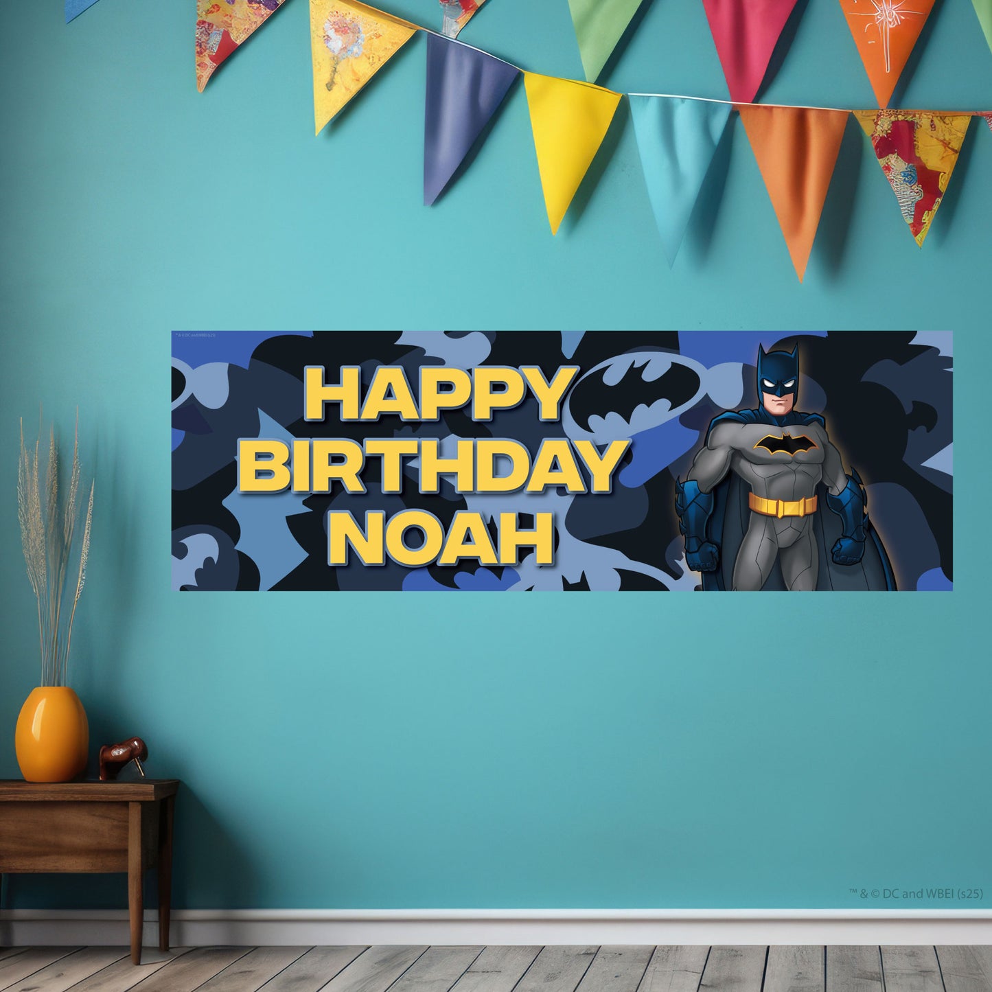 Batman Birthday - Camo Print Personalised Name Banner Wall Sticker
