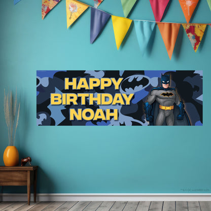 Batman Birthday - Camo Print Personalised Name Banner Wall Sticker
