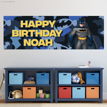 Batman Birthday - Camo Print Personalised Name Banner Wall Sticker