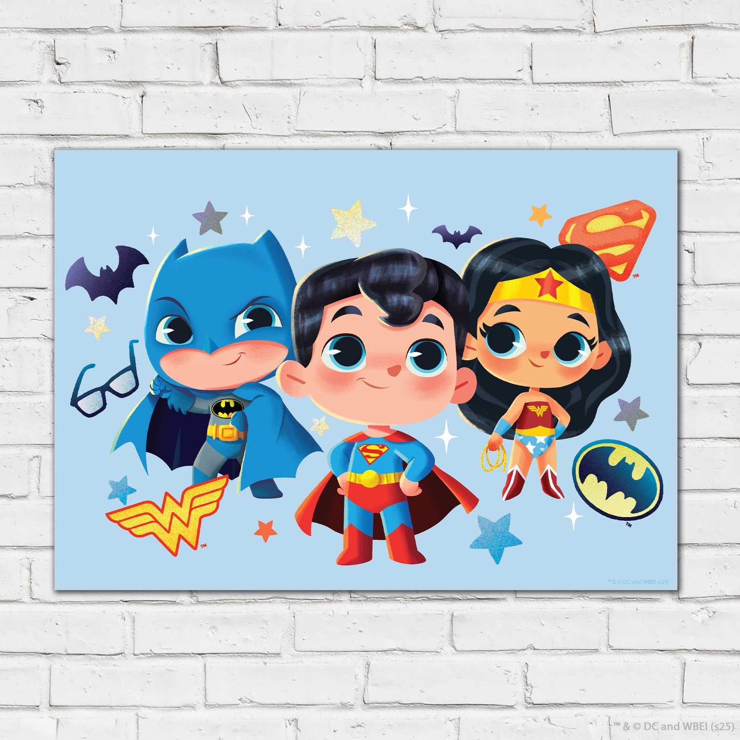 Justice League –  Baby Batman Superman and Wonder Woman Poster DC Superhero Art